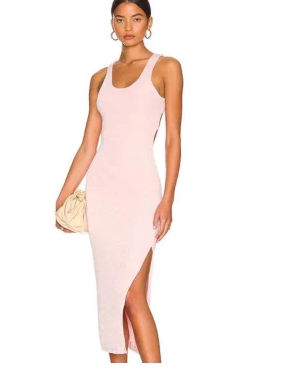 Scoop Neck Sleeveless Midi Dress in Blush Pink